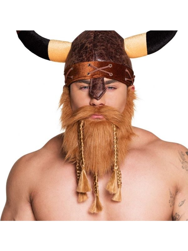 Viking baar met vlechten bruin