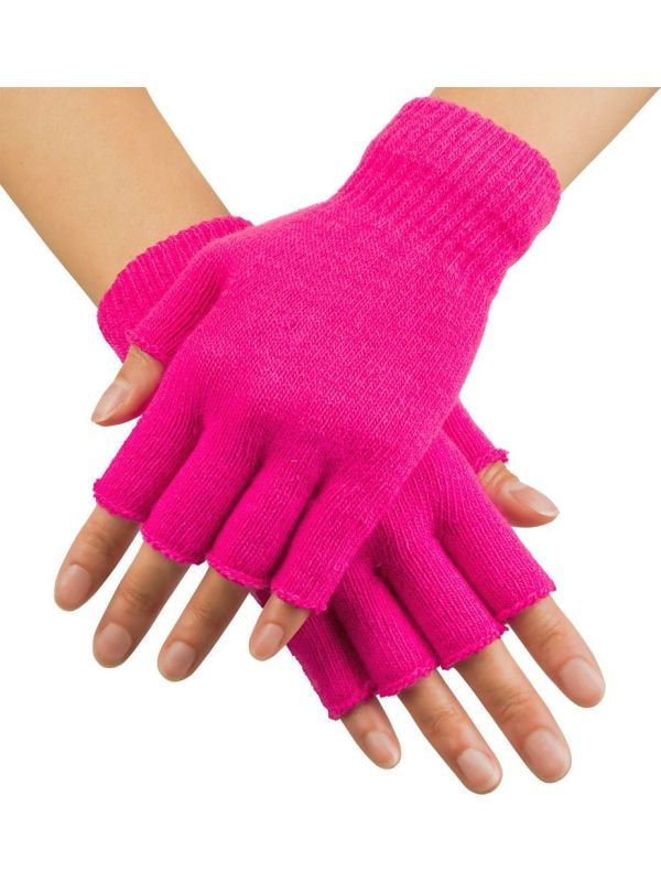 Vingerloze handschoenen neon roze