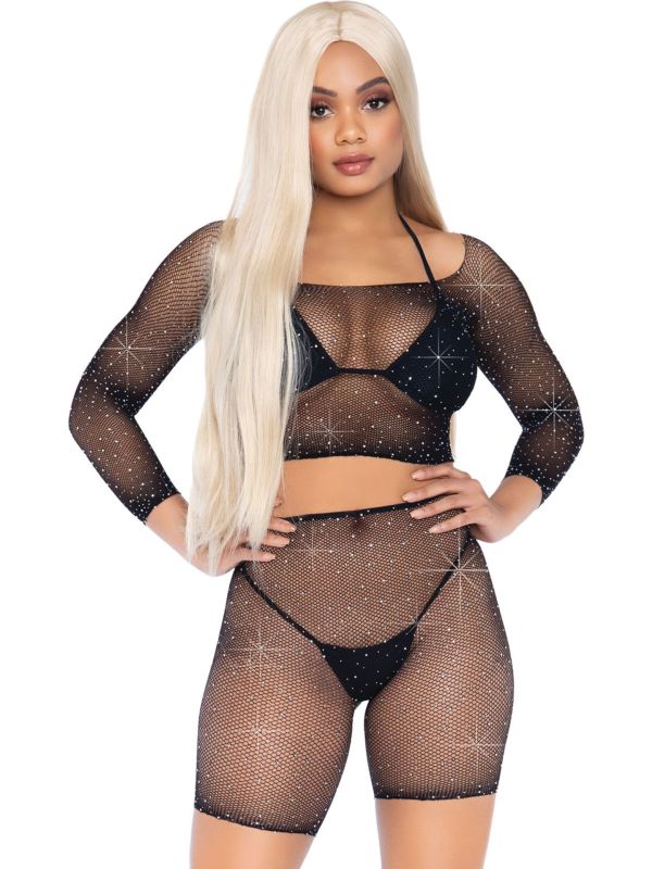 Visnet outfit zwart met glitters main product photo