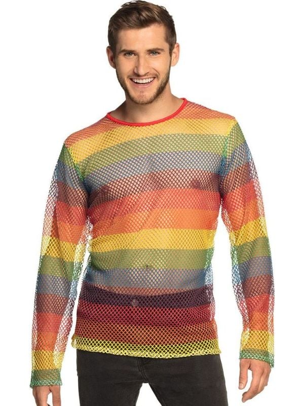 Visnet shirt regenboog volwassenen