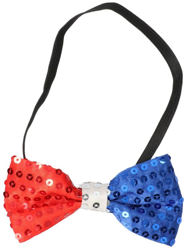 Vlinderstrik pailletten rood wit blauw main product photo