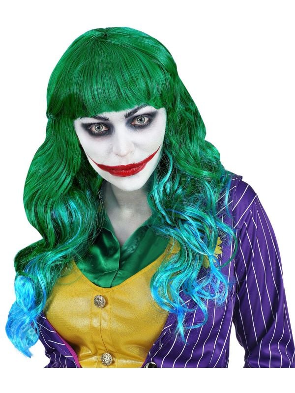 Vrouwen pruik groen the joker