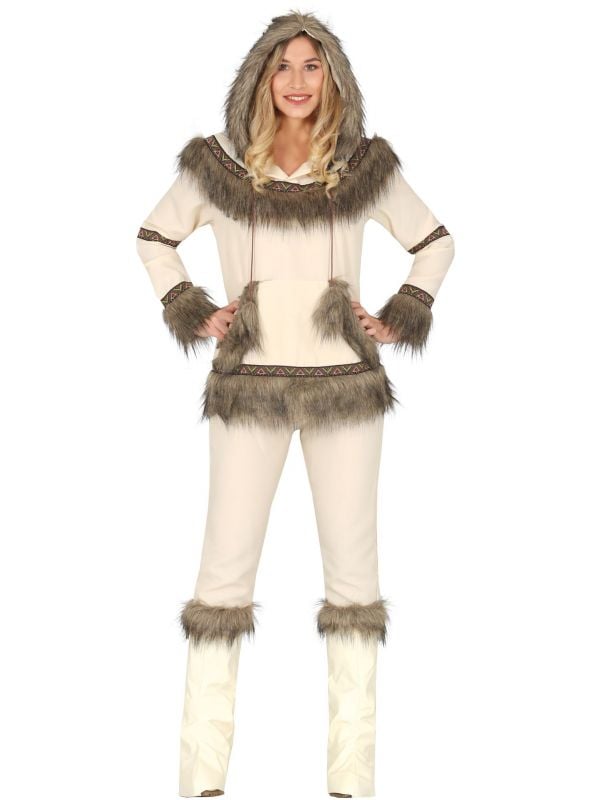 Vrouwlijke Eskimo outfit met capuchon