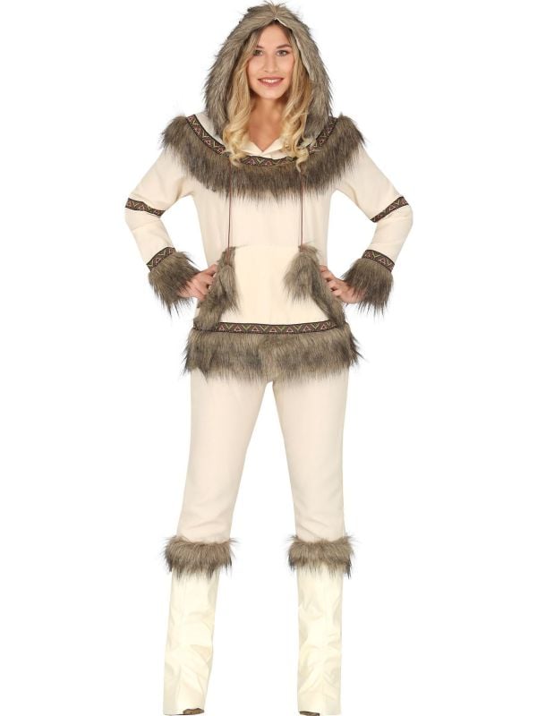 Vrouwlijke Eskimo outfit met capuchon