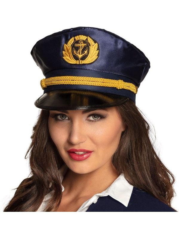 Vrouwlijke marine kapitein pet blauw