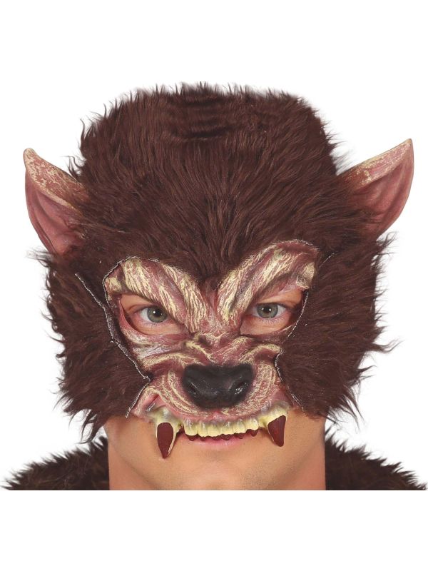 Weerwolf halfmasker met haar latex halloween main product photo