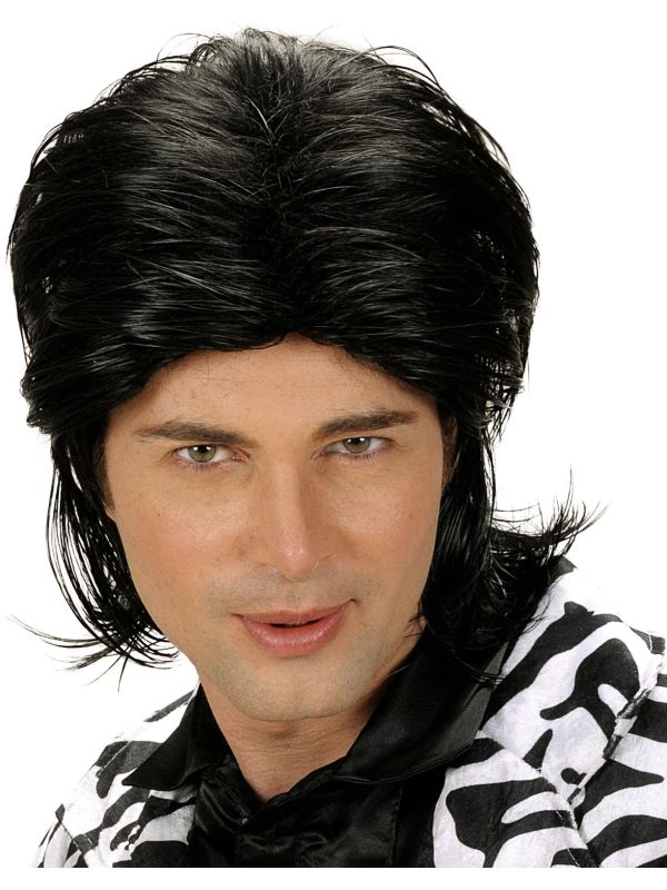Wetlook pruik lang haar zwart main product photo