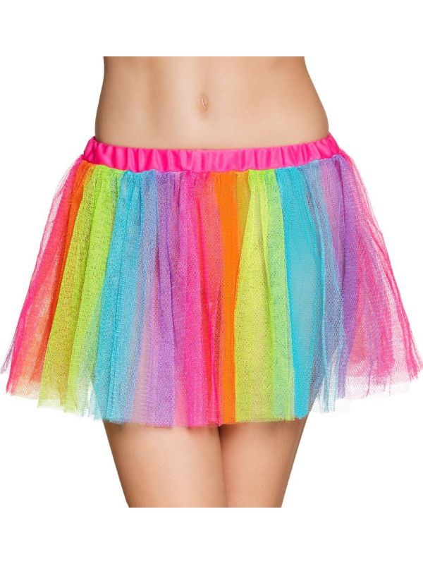 Wijde tutu dames regenboog