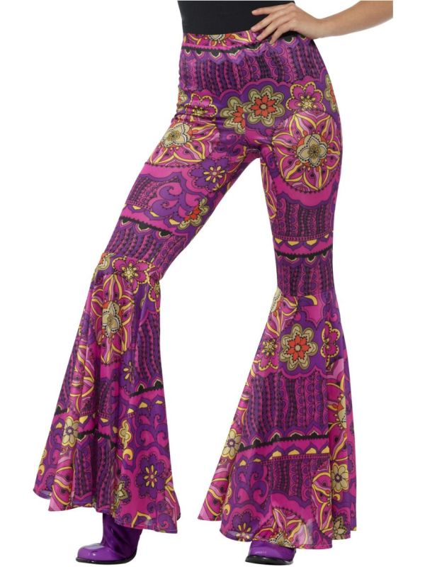 Wijde vrouwen bloemen broek 60s