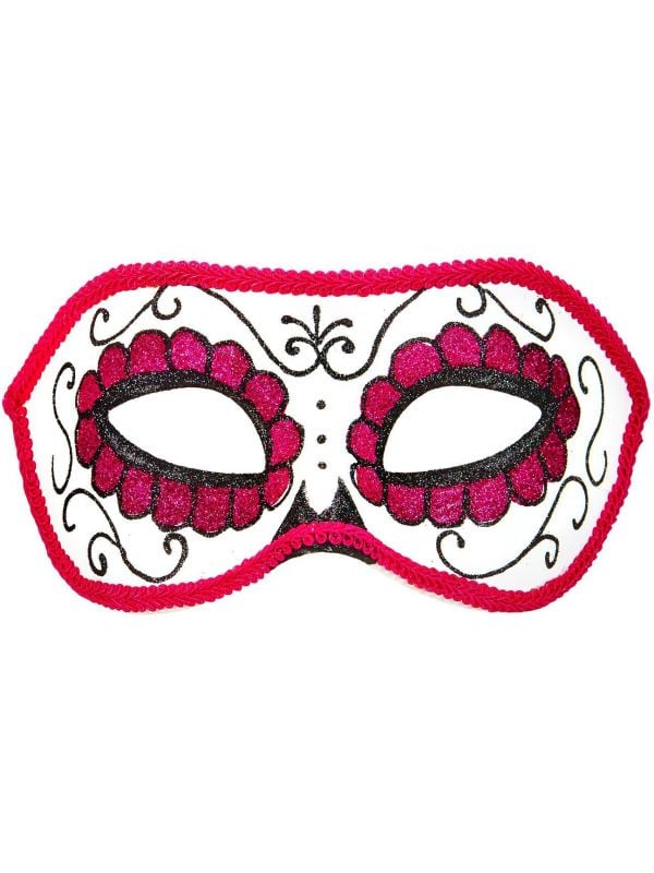 Wit roze day of the dead oogmasker