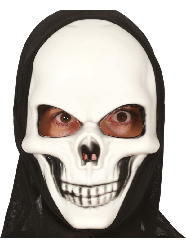 Wit schedel masker met kap halloween