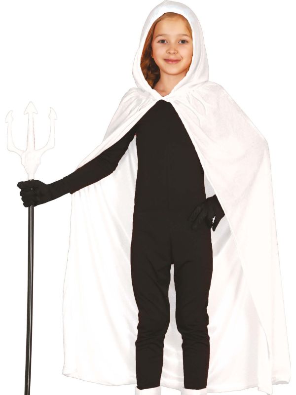 Witte cape met capuchon kind 100 cm