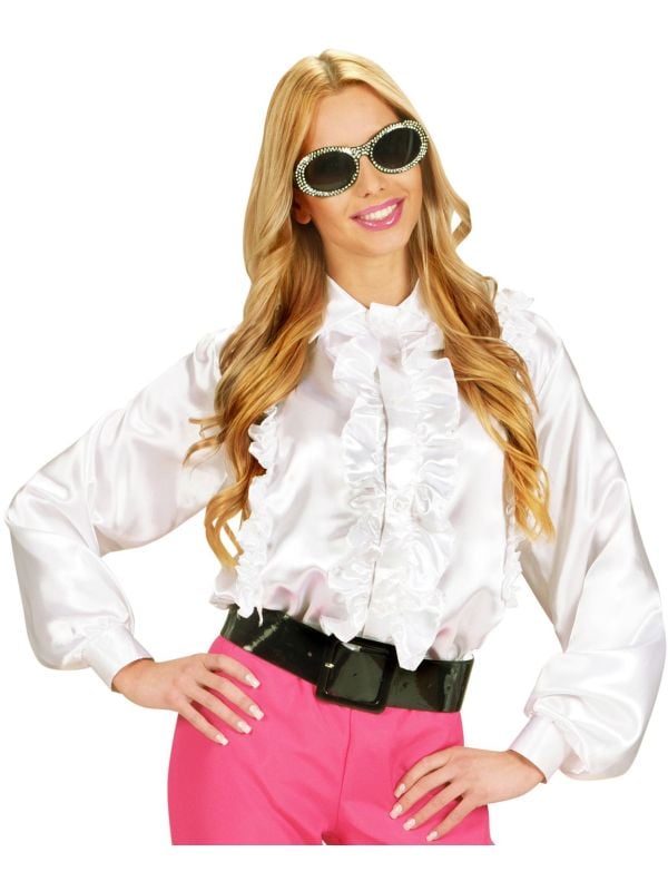 Witte dames disco blouse