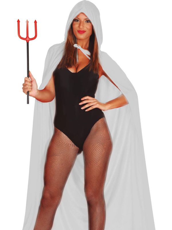 Witte fluwelen cape met capuchon 130 cm main product photo