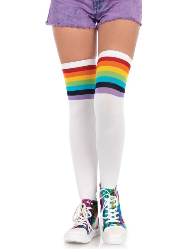 Witte kousen met regenboog strepen main product photo