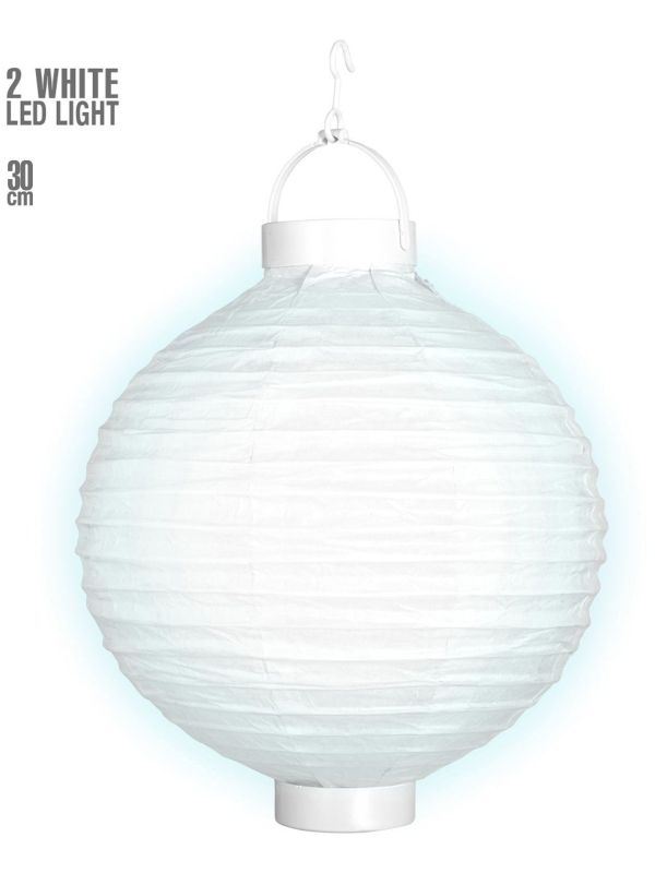 Witte lampion met led lampjes