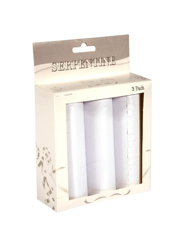 Witte serpentine rollen 3 stuks