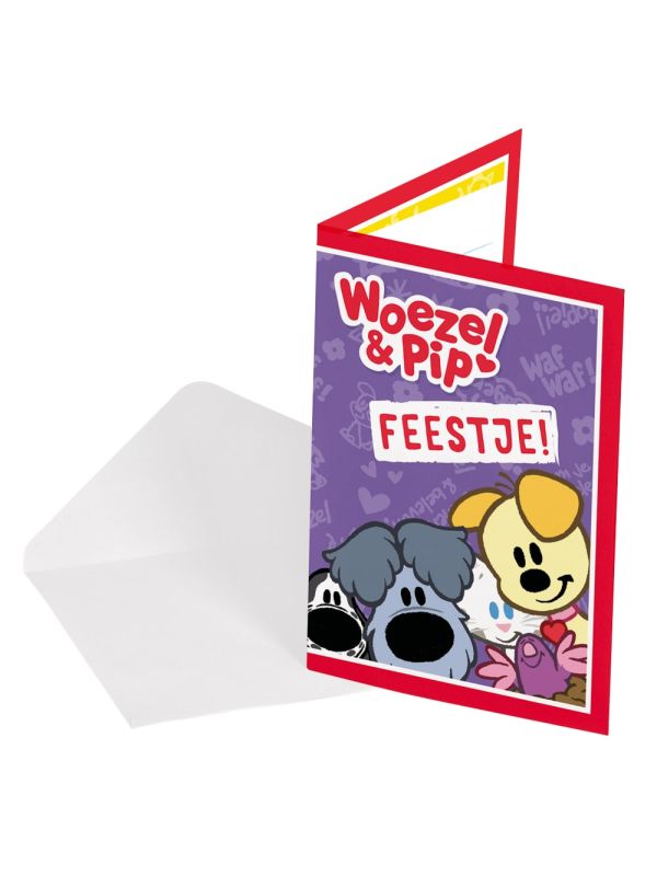 Woezel en Pip verjaardag uitnodigingen 8 stuks main product photo