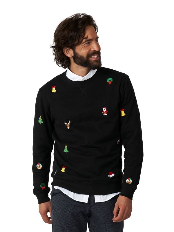 X-Mas Icons Black Sweater Heren Opposuits