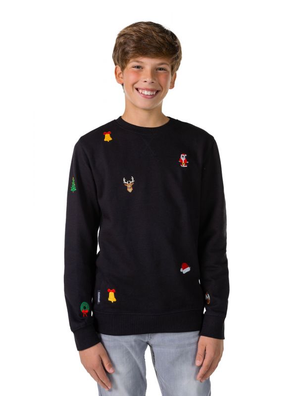 X-Mas Icons - Black Sweater Tiener Jongens Opposuits