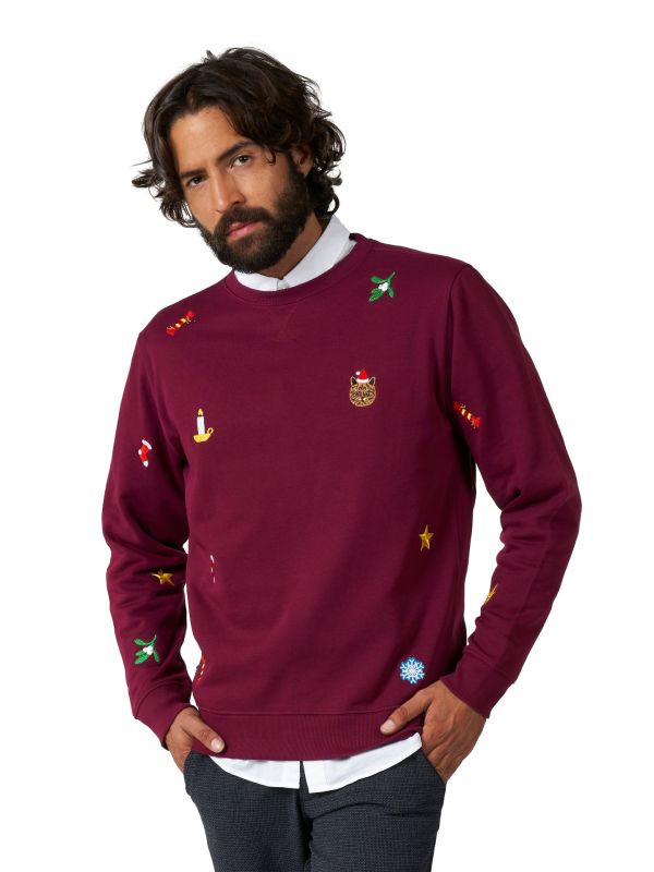 X-Mas Icons Burgundy Sweater Heren Opposuits