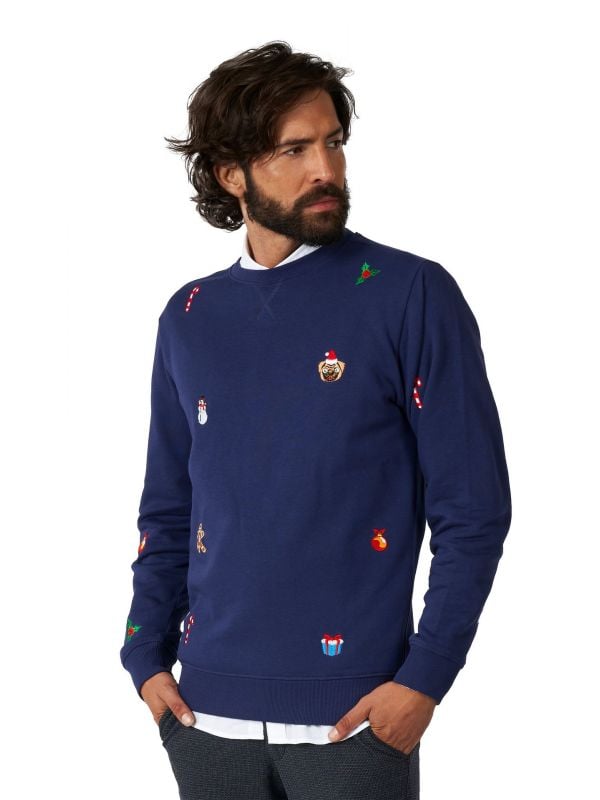 X-Mas Icons Navy Sweater Heren Opposuits