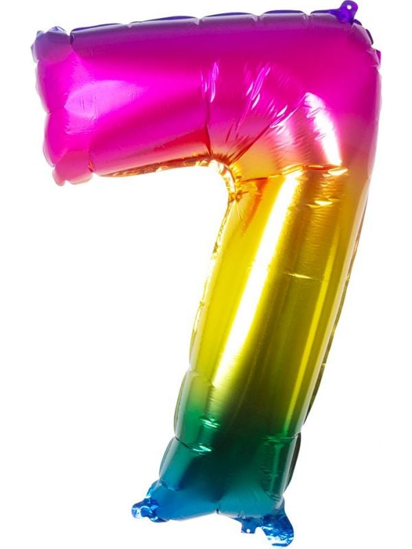 XXL regenboog ballon cijfer 7