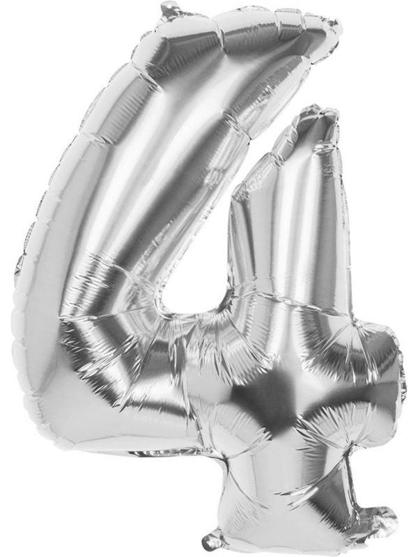 XXL zilveren ballon cijfer 4