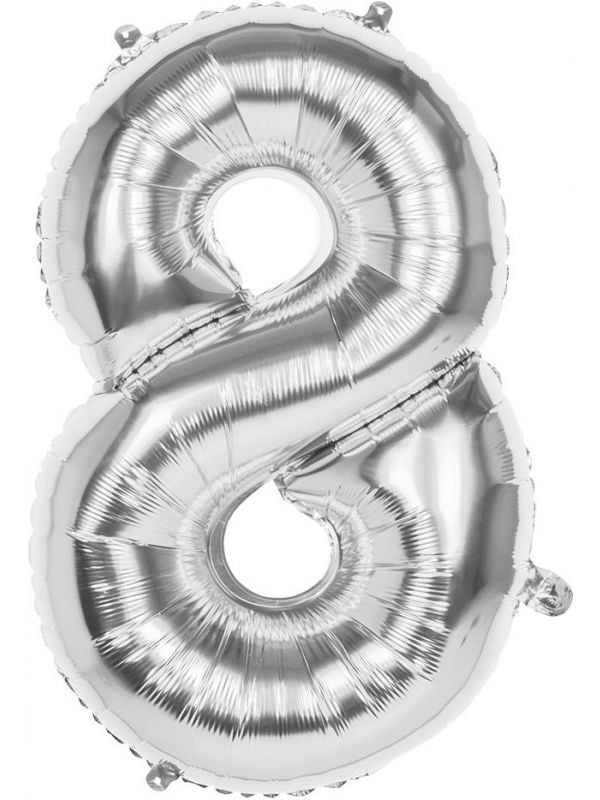 XXL zilveren ballon cijfer 8