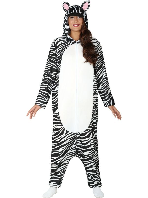 Zebra onesie volwassenen