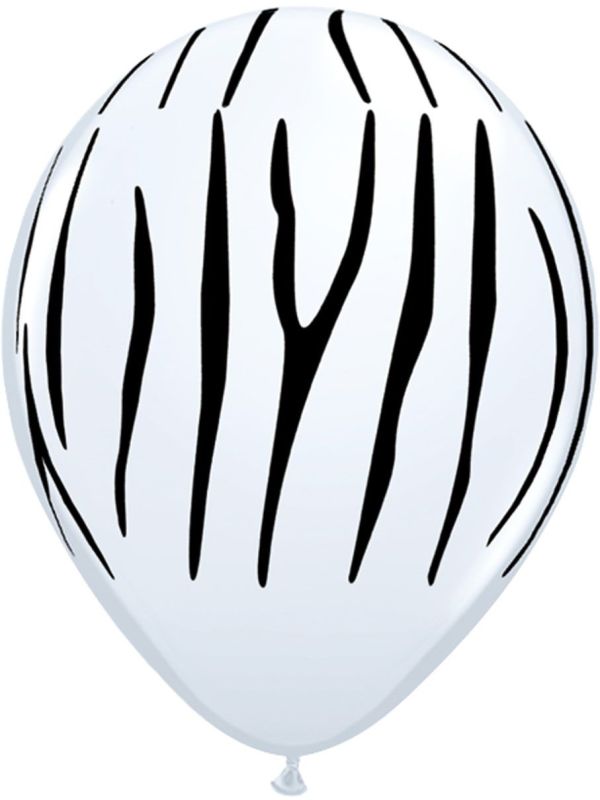 Zebraprint witte ballonnen 25 stuks