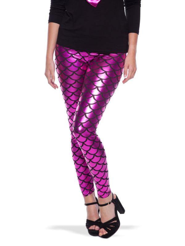 Zeemeermin metallic roze legging dames