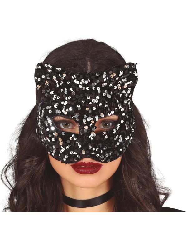 Zilver glitter masker kat main product photo