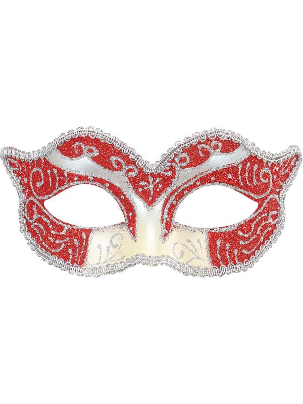 Zilver-rode glitters hertogin oogmasker