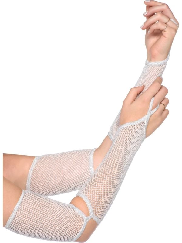 Zilver witte armwarmer main product photo