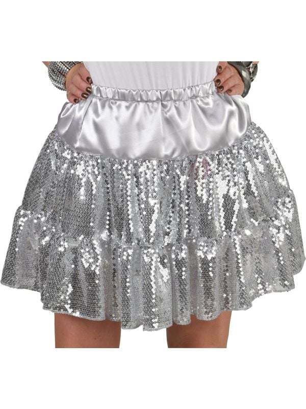 Zilveren glitter rokje dames main product photo