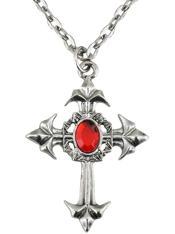 Zilveren gothic ketting met kruis