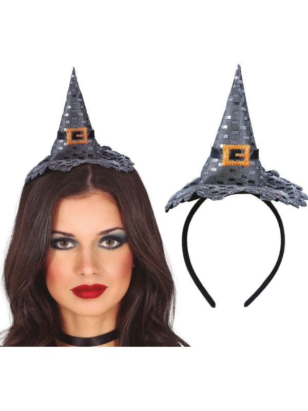 Zilveren heksenhoed haarband halloween main product photo
