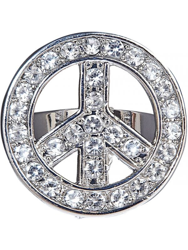 Zilveren hippie peace ring