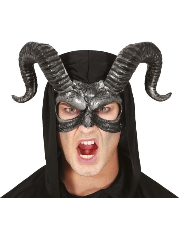 Zilveren oogmasker met horens