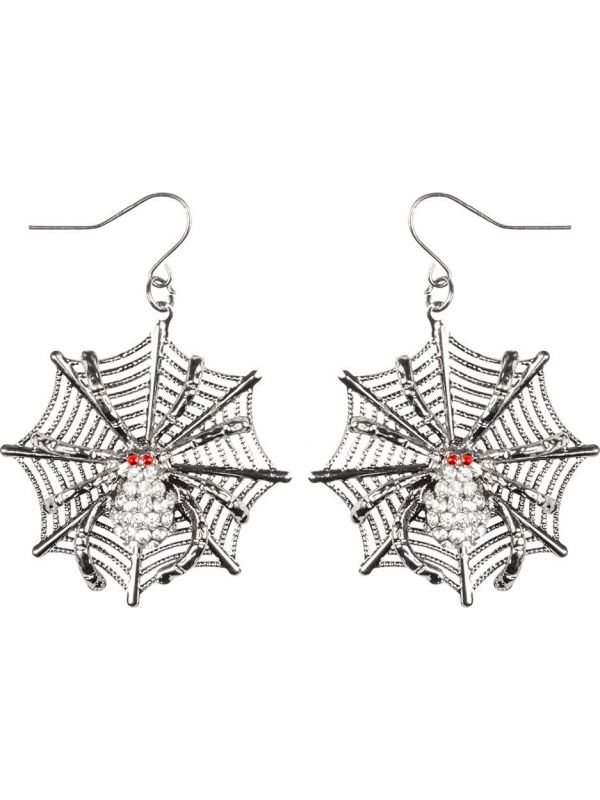 Zilveren oorbellen met spinnenweb