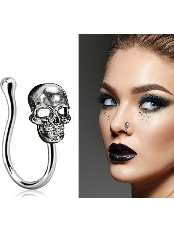 Zilveren schedel piercing halloween main product photo