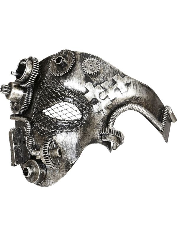 Zilveren steampunk half-gezichts masker