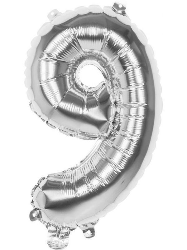 Zilveren XL folieballon cijfer 9