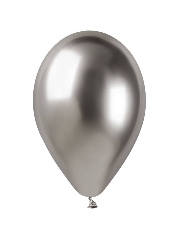nek Pijnstiller streep Zilverkleurige chroom ballonnen 5 stuks | Feestkleding.nl