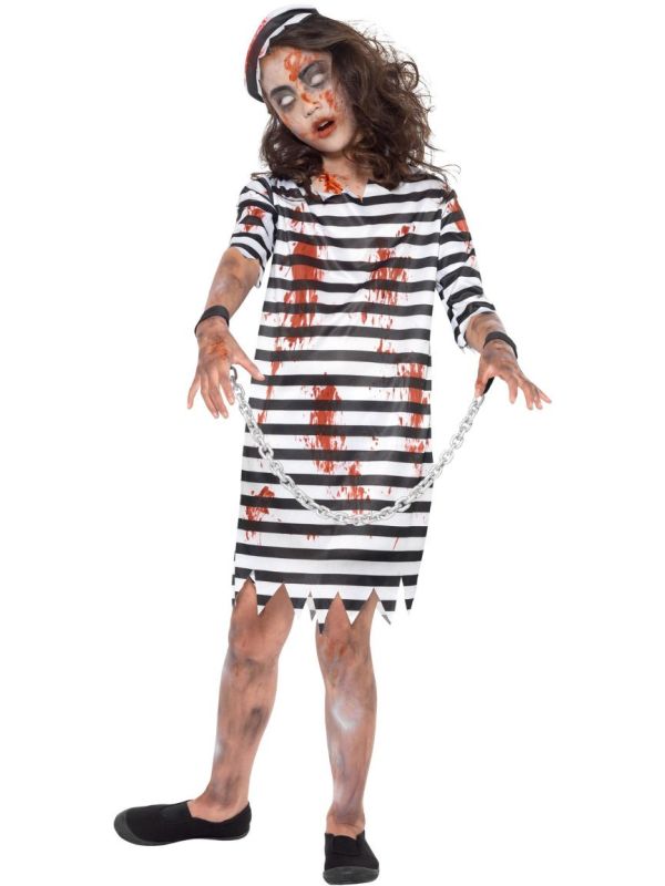 Zombie convict outfit zwart wit main product photo