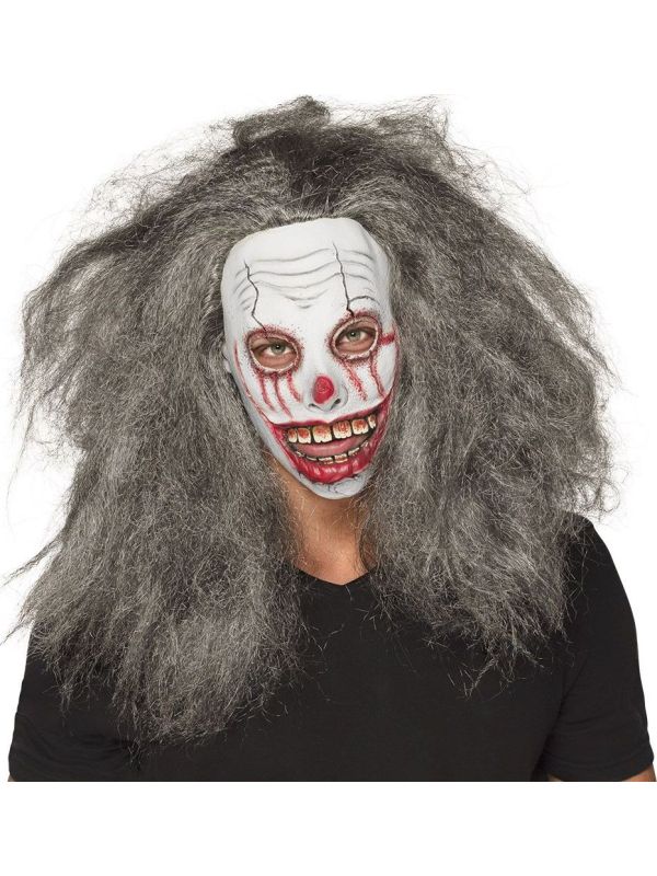 Zombie killer clown masker met haar