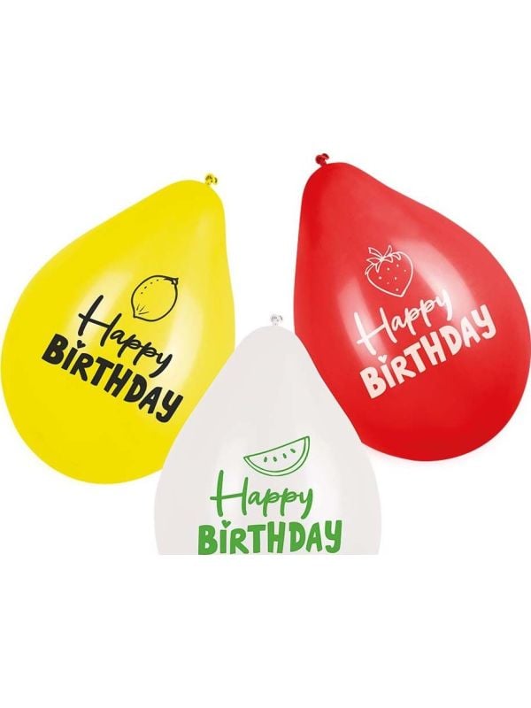 Zomerfruit happy Birthday ballonnen 6 stuks