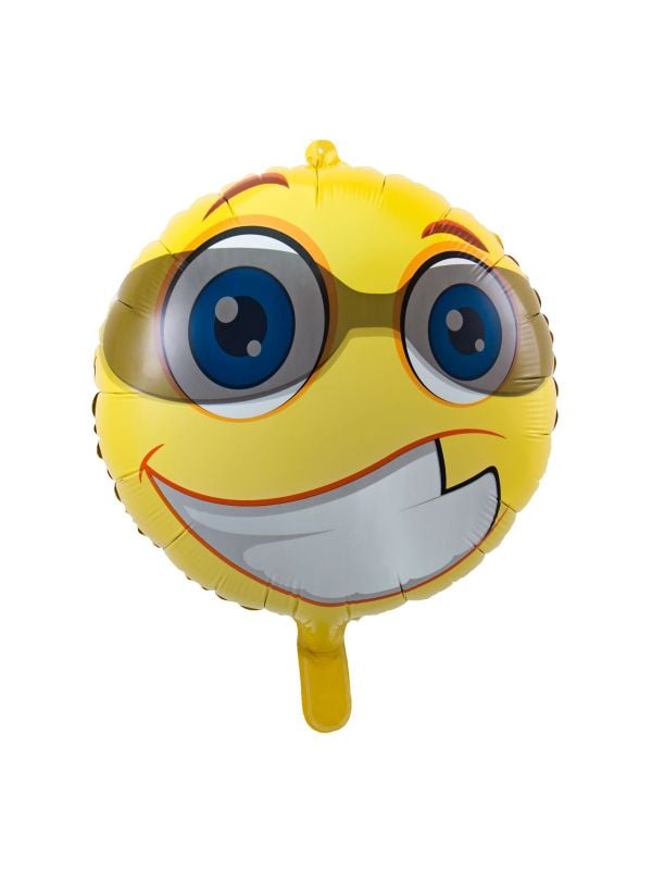 Zonnebril emoticon geel folieballon