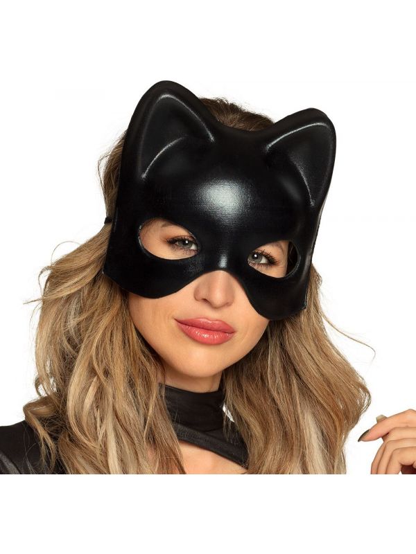 Zwart catwoman half masker